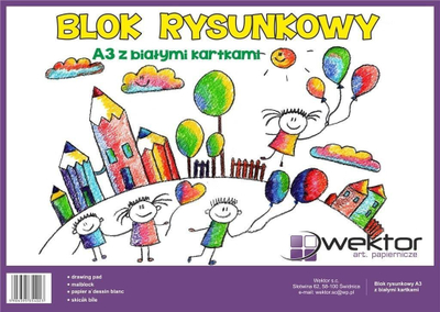 Bllok vizatimi Wektor A3, 20 fletë, set 10 copë, i bardhë