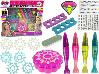 Set për lyerje thonjsh Lean Sport Nail Painting, llakë dhe stilolapsa dekorues, stikera shumëngjyrëshe