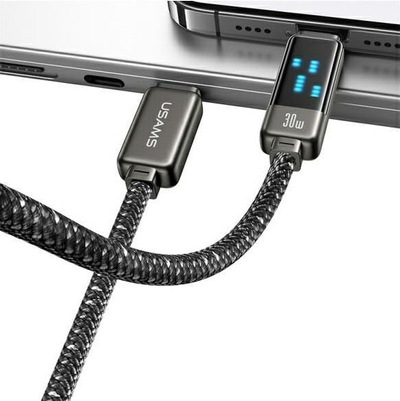 Kabllo USB Usams Meteor Series SJ743USB0, USB C në Lightning, 1.2m, 30W, e zezë