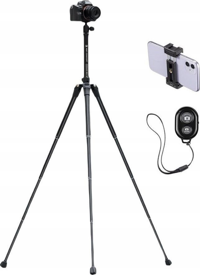 Tripod fotografik K&amp;F Concept KF09.120, 30-170cm, me telekomandë Bluetooth, i zi