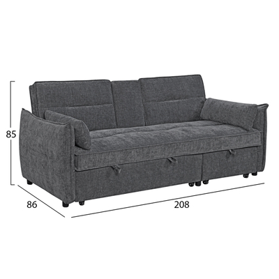 Sofabed dy vendësh Velar Multiform HM3305.01, 208x86x85cm, material tekstil, gri