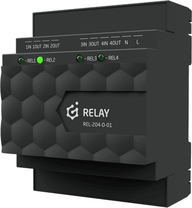 Modul rele Grenton V.2 Relay 4HP, 4 kanale, montim në shinë DIN, i zi