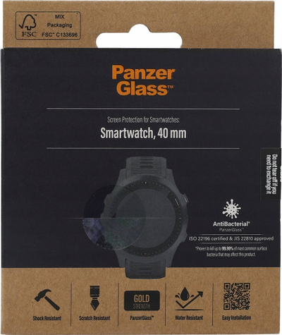 Mbrojtës ekrani PanzerGlass për SmartWatch 40mm 3630, xham i fortë (i temperuar), transparent