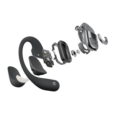 Безжични слушалки Shokz OpenFit 2+, отворен тип, отпорни на вода, црни