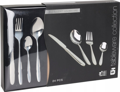 Set lugë e pirunësh Elegance, 24 copa, çelik inox, argjendtë