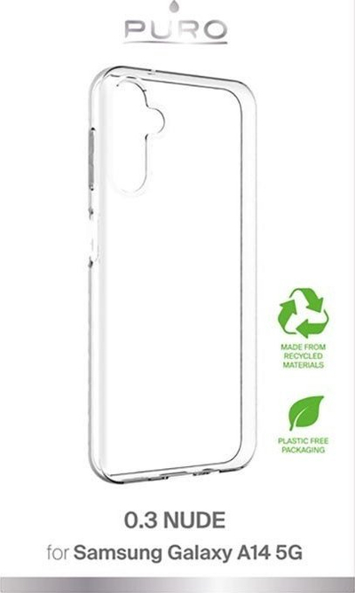 Këllëf telefoni Puro 0.3 Nude për Samsung Galaxy A14 5G, TPU, transparent