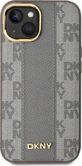 Mbulesë telefoni DKNY Magsafe për iPhone 15, lëkurë PU me katrorë, bezhë