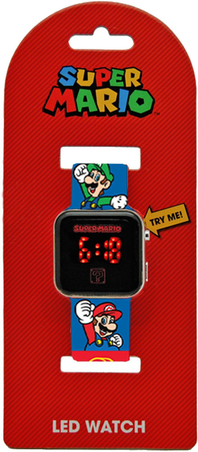 Дигитален LED часовник Euroswan Super Mario GSM4236, со календар, за деца, многуобоен