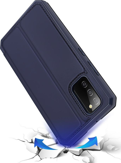 Këllëf telefoni Dux Ducis Skin X, për Samsung Galaxy A02s, tip flip me këmbëz për me e mbajt, blu e errët
