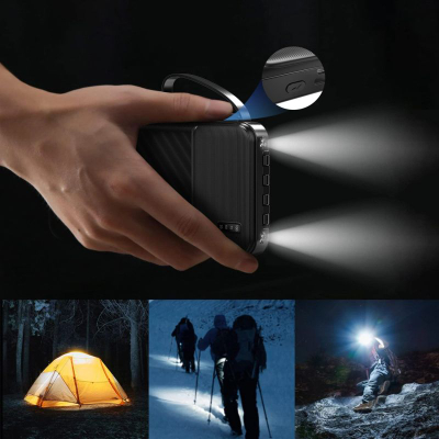 Power bank Dudao K11, 10000mAh, 10W, me kabllo të integrume, i zi