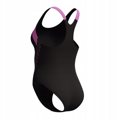 Kостим за капење Speedo HyberBoom Splice Racerback, за жени, црн со розова