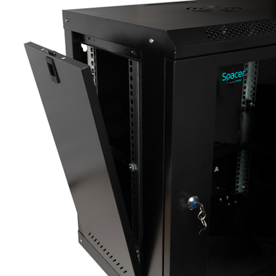 Kabinet rrjeti Spacer SPCW-12U-400-BK-02, 19", 12U, 500x400mm, i zi