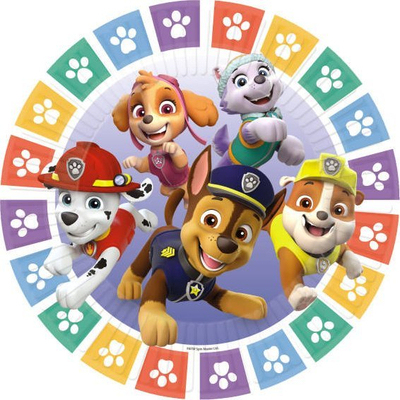 Pjata feste Amscan Paw Patrol, set me 8 copë, letre, shumëngjyrëshe