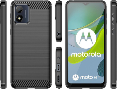Mbrojtëse telefoni Motorola Moto E13 Carbon, gome TPU e butë, që s’i hyn gjë nga goditjet, e zezë