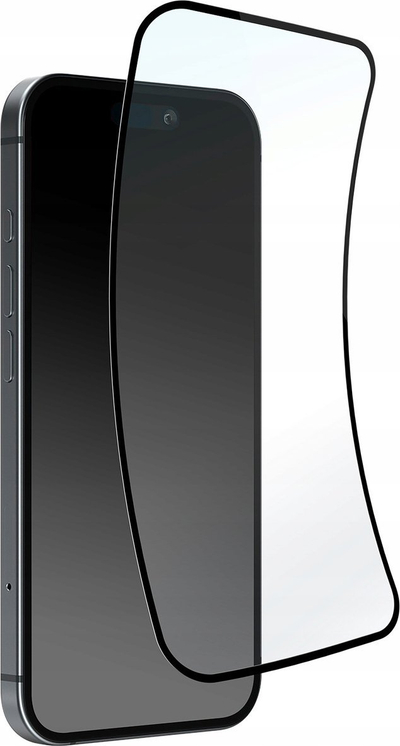 Mbrojtës ekrani Puro Flexible Glass D3O për iPhone 16, 15 dhe 15 Pro, xham hibrid me kornizë të zezë