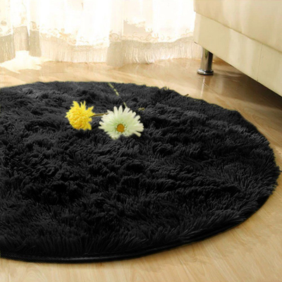 Tapet rrumbullak Strado Round Shaggy Rug, 300x300 cm, antirrëshqitës, i zi