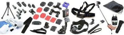 Set aksesorësh Xrec XXL për GoPro Hero4, mbajtëse dhe monta, i zi