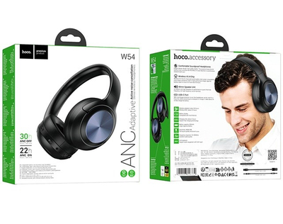 Kufje pa tela Hoco ANC W54, over ear, me ANC, të zeza
