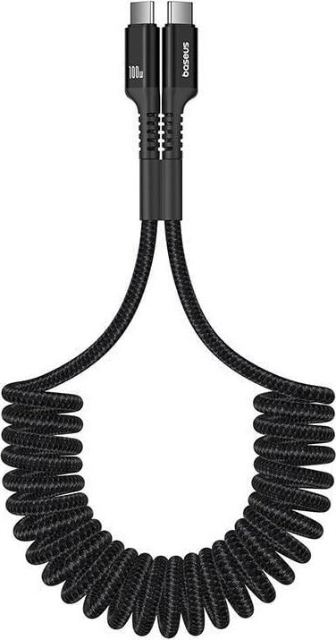 Kabllo karikimi Baseus Fish Eye, USB-C në USB-C, 100W, 1m spiral, e zezë