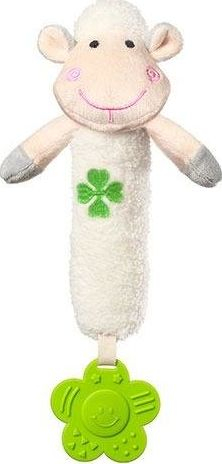 Lodër me zile dhe unazë për kafshim BabyOno Sweet Lambie, për beba, shumëngjyrëshe