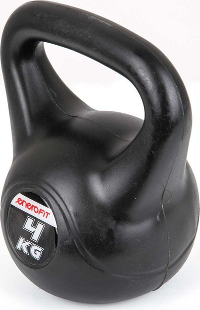 Kettlebell Enero Fit, 4 kg, bituminoz, i zi