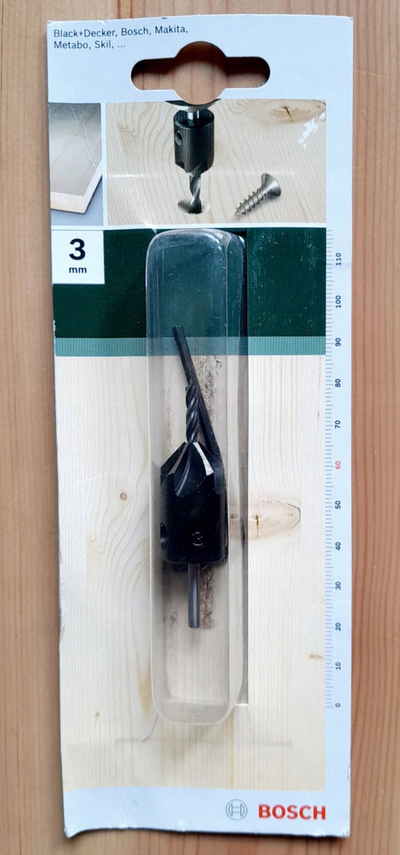 Stërvitëse për dru Bosch 2609255216, 3mm, gjatësi 60mm, e zezë