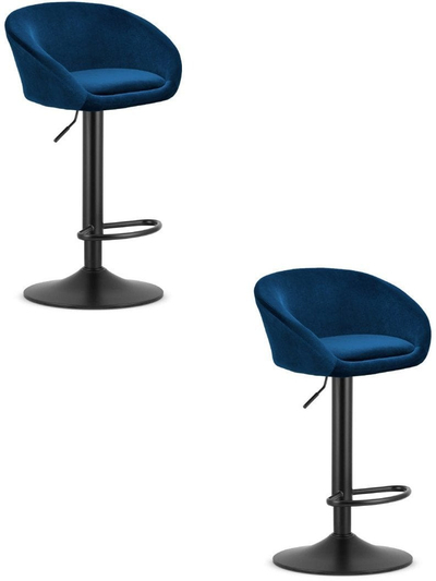 Set karrigesh bari LEOBERT East, 2 copa, kadife navy blue, bazë metalike e zezë