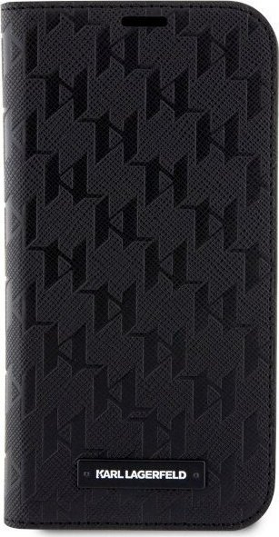 Futrollë Karl Lagerfeld KLBKP14XSAKLHPK për iPhone 14 Pro Max, tip libër, Saffiano Monogram, e zezë