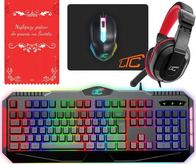 Set gaming LTC, tastierë RGB, maus optik, kufje me mikrofon, e zezë