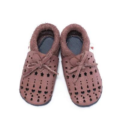 Këpucë të buta për fëmijë Baobaby Sandalice Dots Grapeshake, lëkurë natyrale, madhësia XL, rozë
