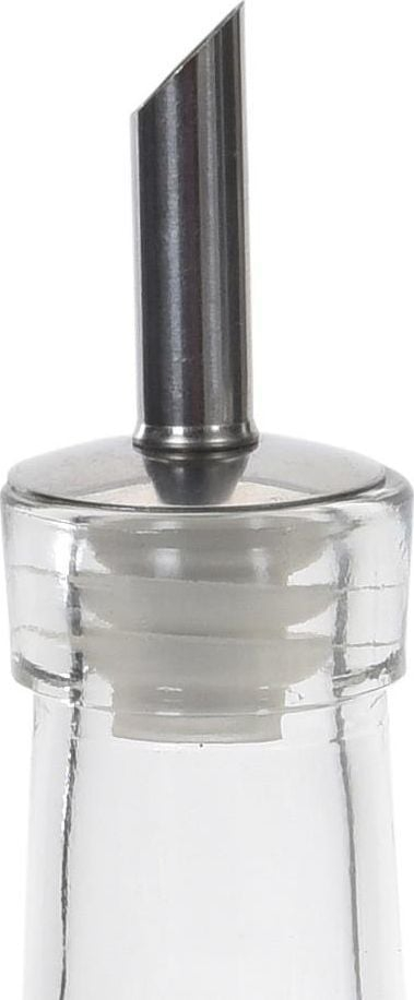 Set shishe për vaj dhe uthull, 2 copë, 0.5L, me mbajtëse inox, argjendtë