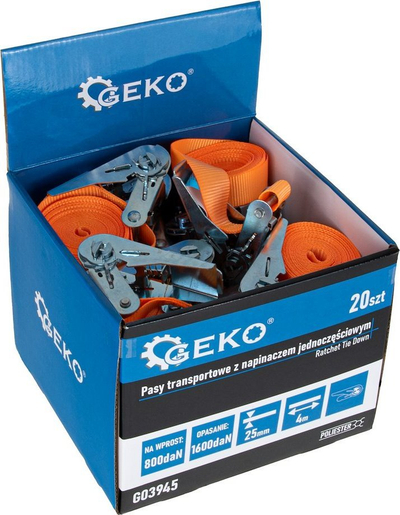 Rrip transporti GEKO G03945, 4m, 25mm, portokalli