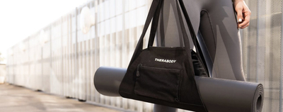 Подлога за фитнес Therabody Fitness Mat, нелизгачка, со торба за носење, црна