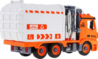 Lodër kamion plehrash Yiwan Toys ZAU.YW9084, me drita dhe zë, set edukativ me kosha, portokalli