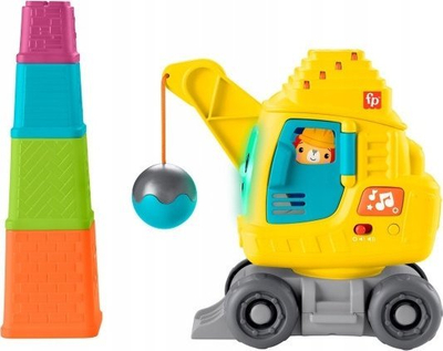 Lodër edukative Fisher Price Happy Crane Stack and Count, me drita dhe tinguj, për 9 36 muajsh, shumëngjyrëshe