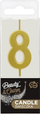 Qiri dekorativ Godan Picker Candle Beauty and Charm numri 8 metalik, 9.5x2.3cm, ngjyrë ari metalik