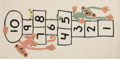 Tapet për kalamaj KATIET Cotton Kids Rug Hopscotch, pambuk, 80 x 150 cm, shumëngjyrësh