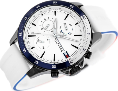 Orë dore Tommy Hilfiger 1791723, kronograf, 46mm, e bardhë