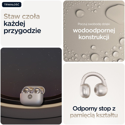 Kufje wireless Motorola Moto Buds Loop, Bluetooth, ear clip on, bezhë