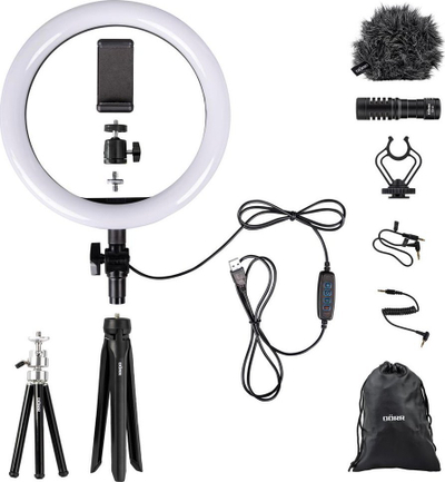 Set vlogimi DÖRR VL-26 CV-01, 120 LED, unazë drite me mikrofon, i zi
