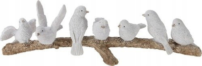 Figurë zbukuruese Nampook Birds on Branch, 30.5x7.5x8.5cm, polystone, e bardhë