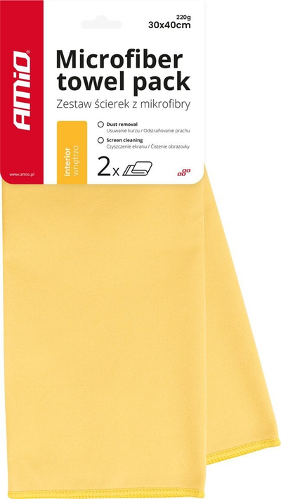 Set lecka mikrofibër AMiO 03745, 30x40 cm, 2 copë, të verdha
