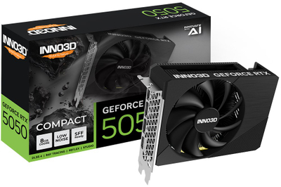 Kartelë grafike Inno3D GeForce RTX 5050 Compact, 8GB GDDR6, low profile, e zezë