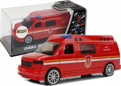 Lodër kamion zjarrfikës Lean Sport Fire Truck, mekanizëm tërhiqe lësho, drita dhe tinguj, i kuq