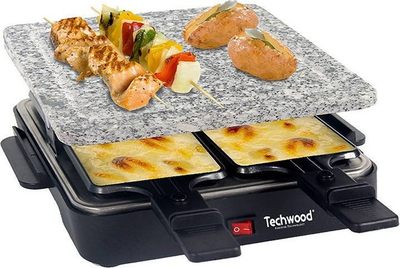 Grill elektrik raclette Techwood TRA-47P, 600W, me pllakë guri, i zi