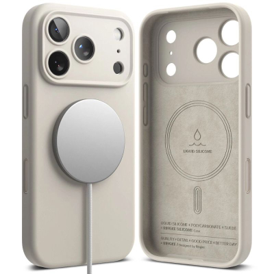 Mbrojtëse telefoni Ringke Silicone Magnetic MagSafe, për iPhone 17 Pro, silikon, beige