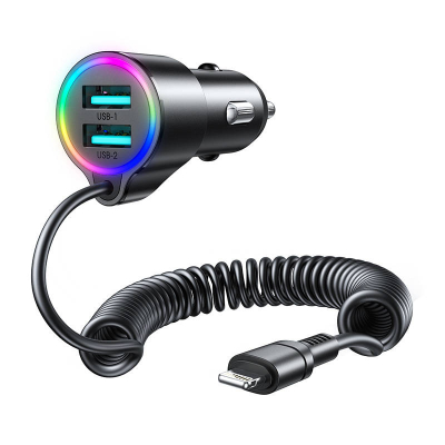Ngarkues veture Joyroom JR-CL03, 2x USB, kabllo Lightning 1.5 m, i zi