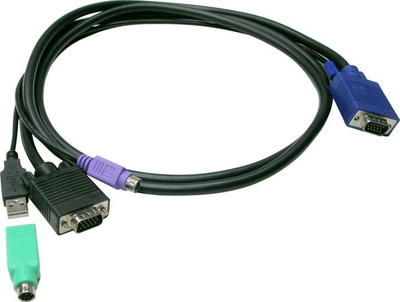 Kabllo KVM LevelOne ACC-3202, USB PS/2, 3m, e zezë