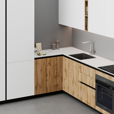 Kuzhinë IMMIGRAND SYSTEMS, Këndore, Bora White/Light Oak