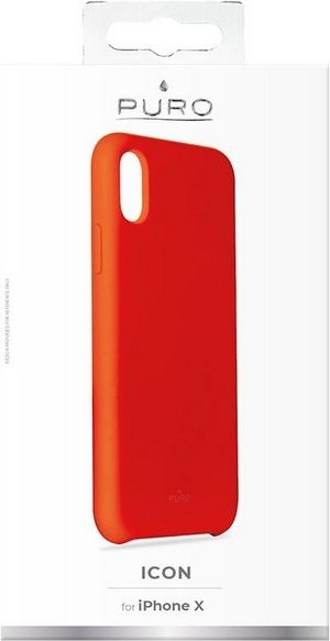 Kapotë silikoni Puro Icon për iPhone X, mbrojtëse e butë, portokalli